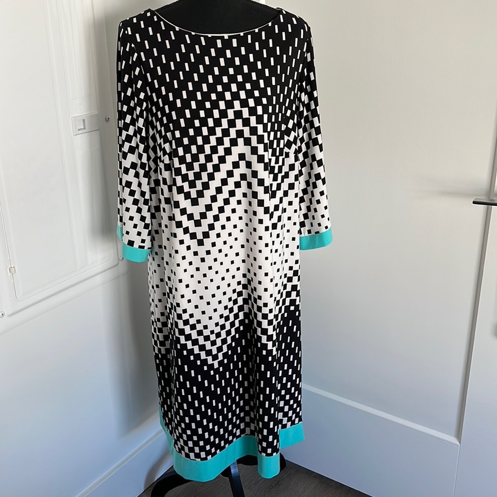 Black and white dress with teal from Signature Camryn